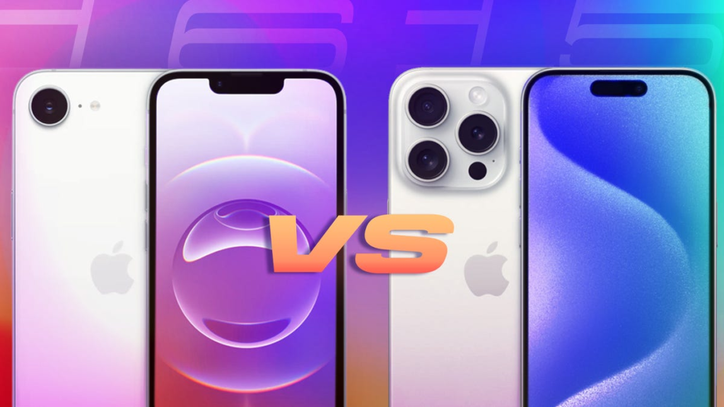 iPhone 16E versus iPhone 15 Pro graphic