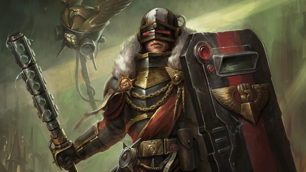 Soldier with a weapon and a shield