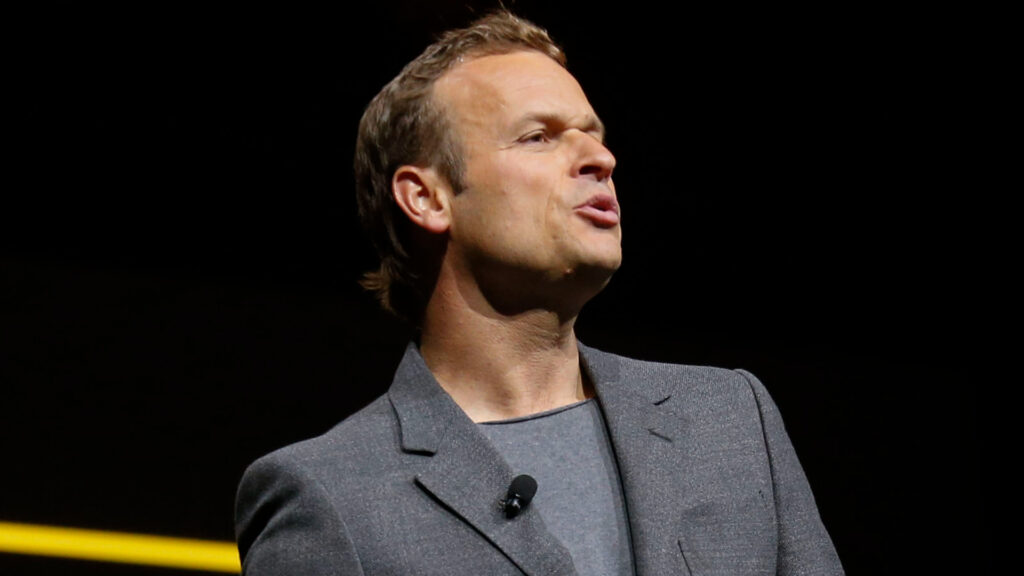 Hermen Hulst, managing director and co-founder of Guerrilla Games, speaks during a Sony Corp. event ahead of the E3 Electronic Entertainment Expo in Los Angeles, California, U.S., on Monday, June 15, 2015.