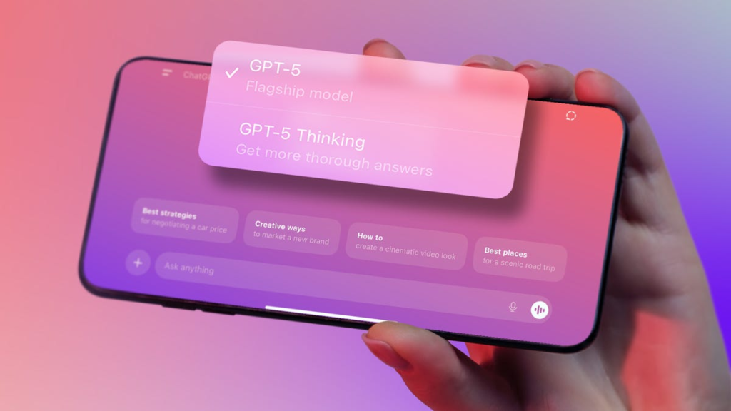 ChatGPT-5 interface on a mobile phone.