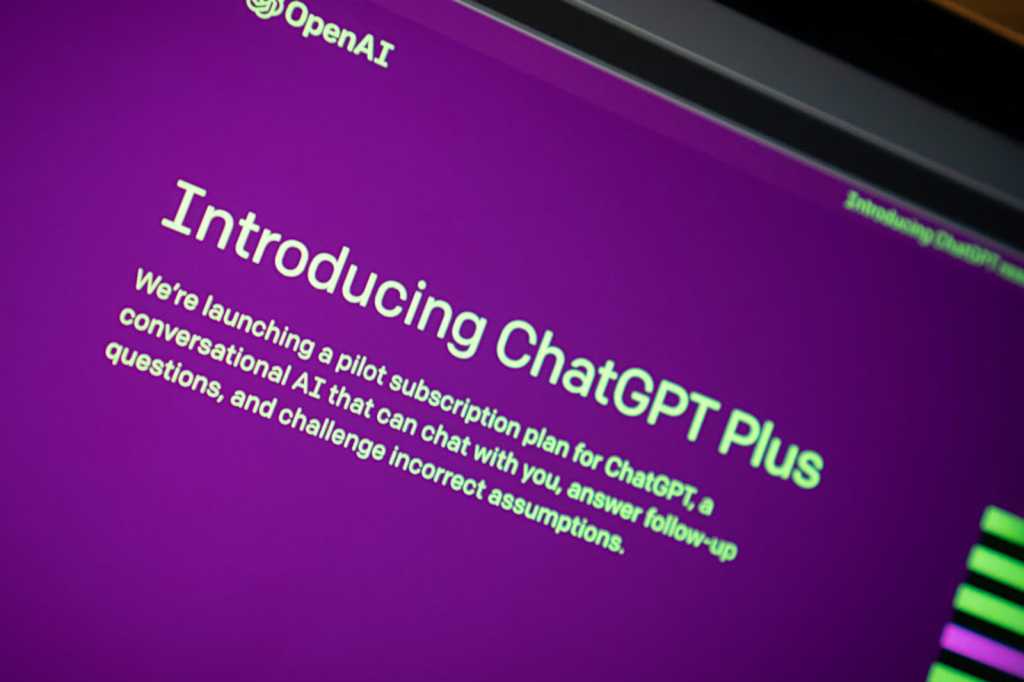 ChatGPT is crushing all other AI chatbots, and the numbers prove it Introducing ChatGPT Plus webpage closeup on laptop screen hero