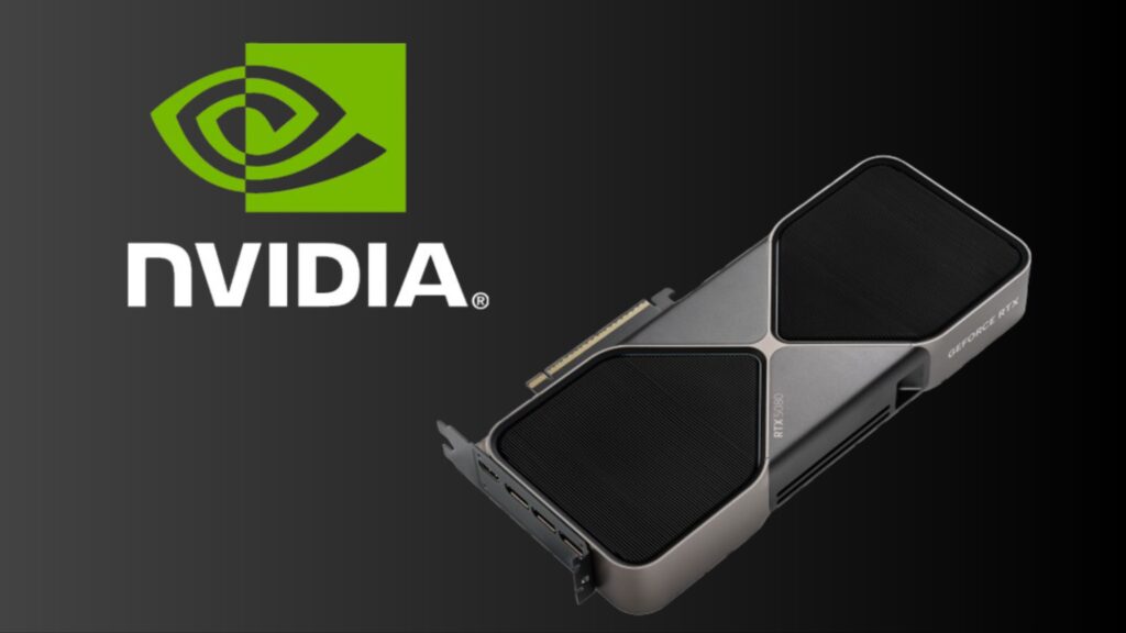 Nvidia logo and RTX 5080 render