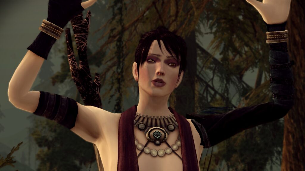 Dragon Age: Origins - Morrigan holds up her hands in exasperation