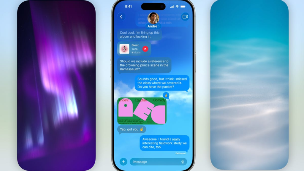 Apple Messages app with backgrounds and polls