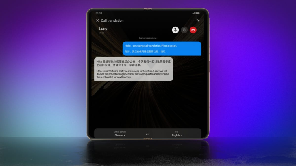 Honor Magic V5 screen showing translation
