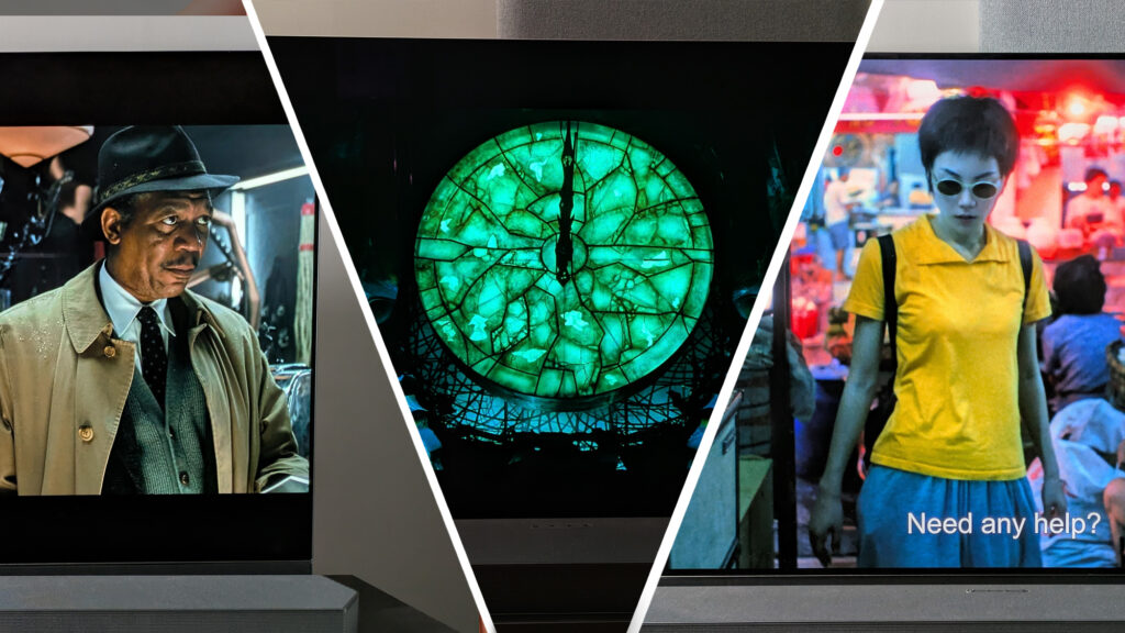 Stills from the movies Seven, Dark City and Chungking Express all shown on a TV