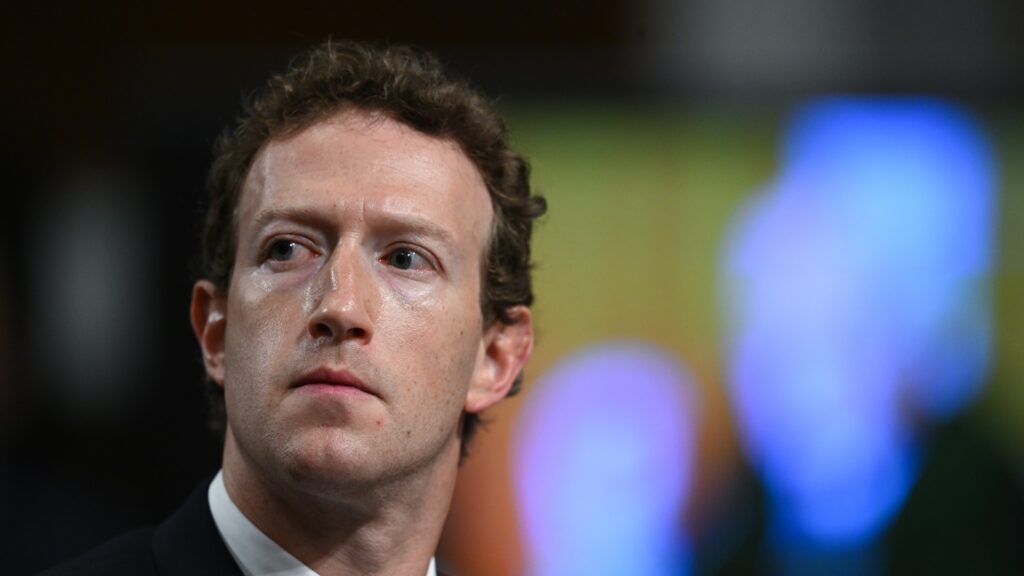 CEO of Meta, Mark Zuckerberg is seen during a Senate Judiciary Committee hearing with representatives of social media companies at the Dirksen Senate Office Building on Wednesday January 31, 2024 in Washington, DC.