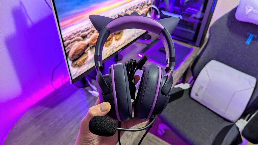Image of the Razer Kraken Kitty V2 Gengar Edition wired gaming headset.
