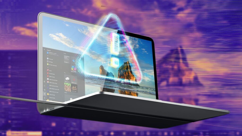 A Windows laptop with an error sign