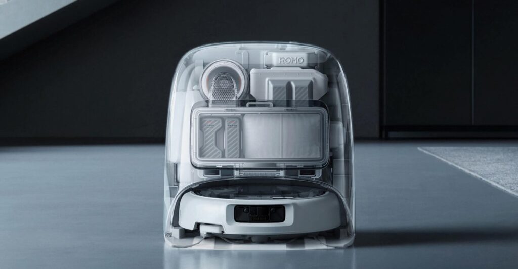 The Romo is DJI’s first robovac and features a transparent design