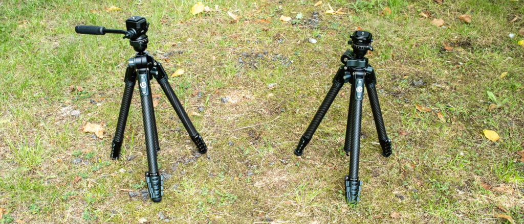 Ulanzi GlideGo Travel Tripods side by side on grass