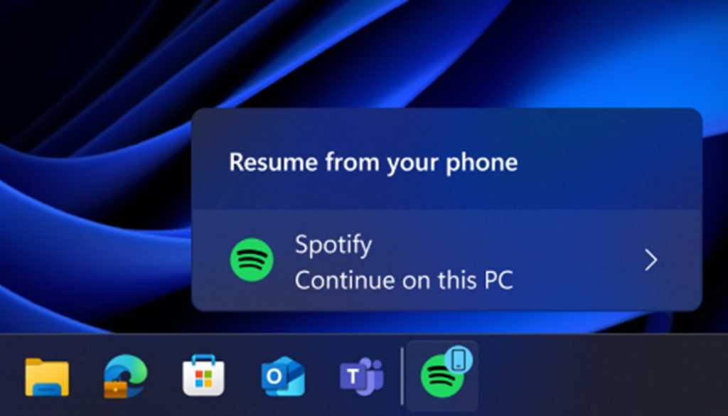 Windows 11 tests new feature for resuming Android apps on your PC Windows 11 Resume-Taskbar-Alert-Spotify-Launch