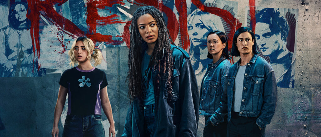 A screenshot of the teaser art for Gen V season 2 showing Emma, Marie, and Jordan