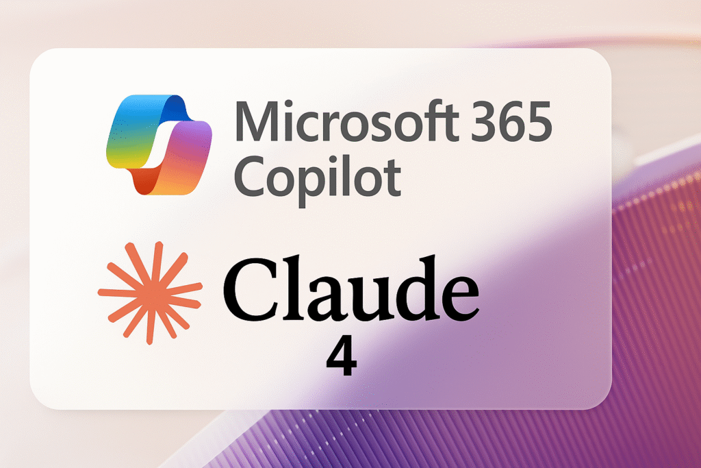 Microsoft 365 Copilot logo and Claude 4 logo