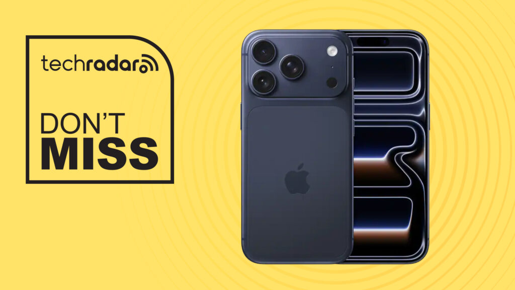Apple iPhone 17 Pro on Yellow background with don't miss text overlay