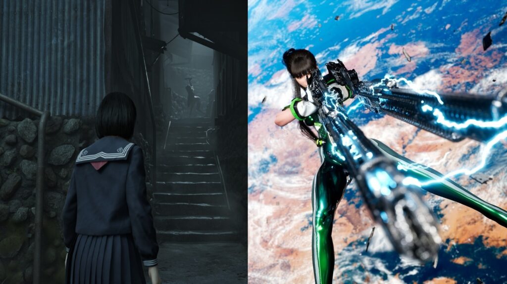 Edited collage of Silent Hill f and Stellar Blade