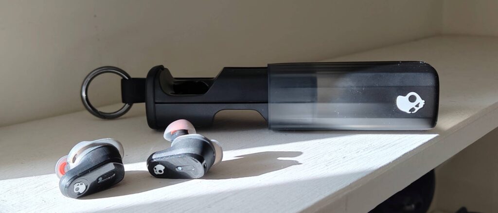 Skullcandy Method 360 review: great-sounding mid-range earbuds with a helping hand from Bose The Skullcandy Method 360 on a shelf.