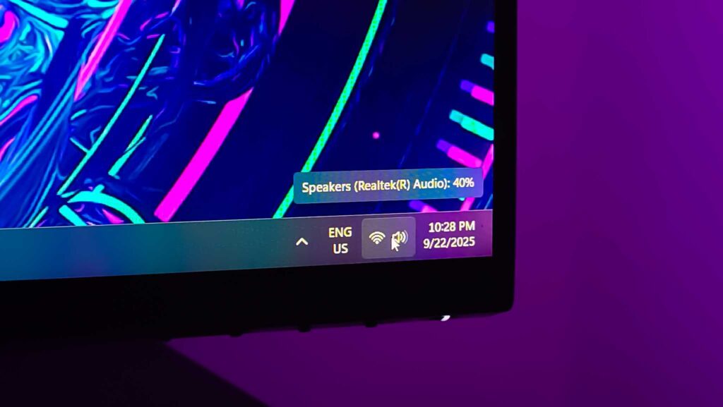 Volume level on the Windows 11 taskbar