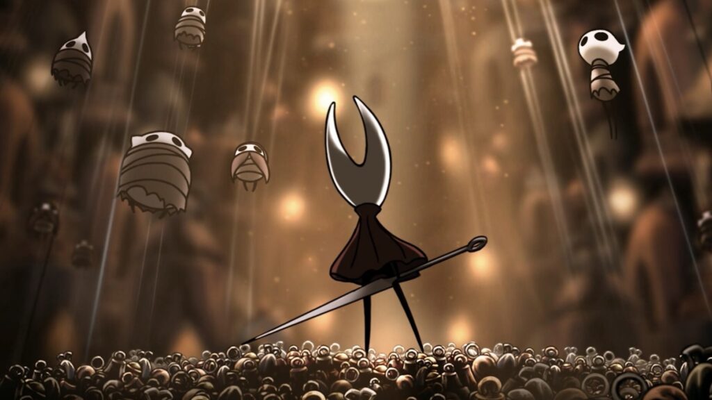 Those years of Silksong memes were no joke: Even Borderlands 4 can’t escape its shadow after their first weekends on Steam The protagonist of Hollow Knight Silksong, Hornet, looks up at a crowd of bugs suspended from the ceiling in web