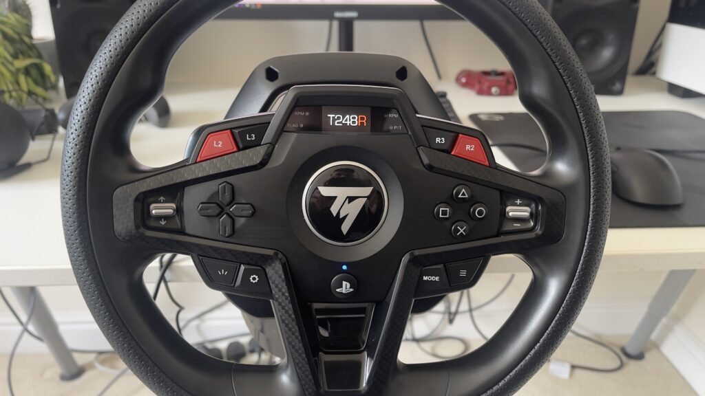 The Thrustmaster T248R set up.