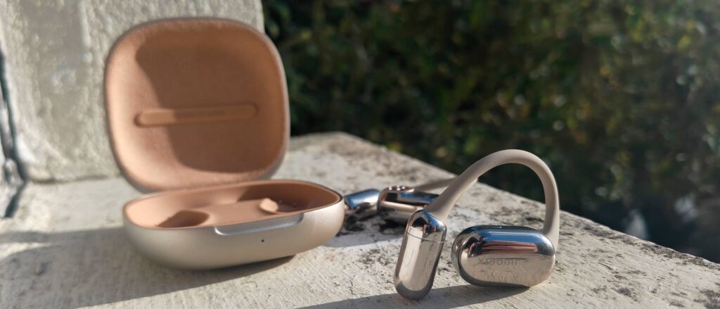 The Xiaomi OpenWear Stereo Pro in a sunny outdoor setting.