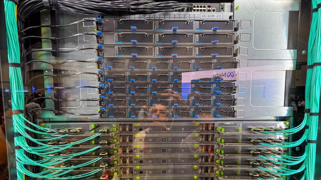 72-GPU AMD Helios rack drew crowds at the OCP Summit 2025 with its dense design and glowing AI-ready configuration AMD Helios Reference Rack At OCP 2025