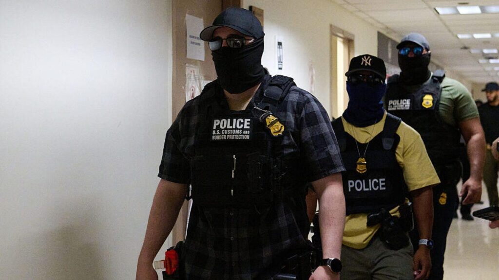 ICE agents detain immigrants seeking asylum in New York.