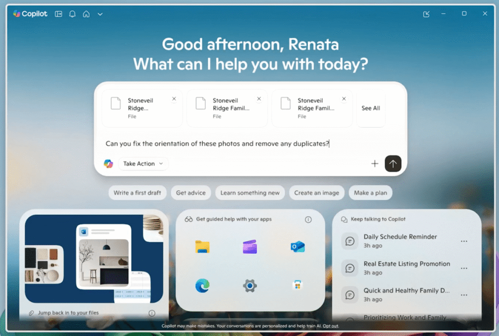 Microsoft Copilot Actions demo post