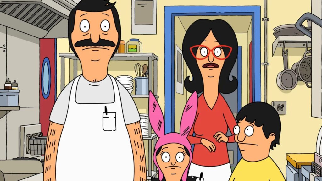 Bob, Linda, Louise and Gene stand in the kitchen looking dumbfounded