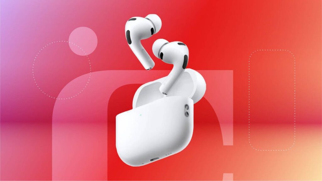 I Love My Wife, but I Won’t Split AirPods With Her Again, Thanks to This iPhone Trick A pair of white earbuds against a red gradient CNET background.