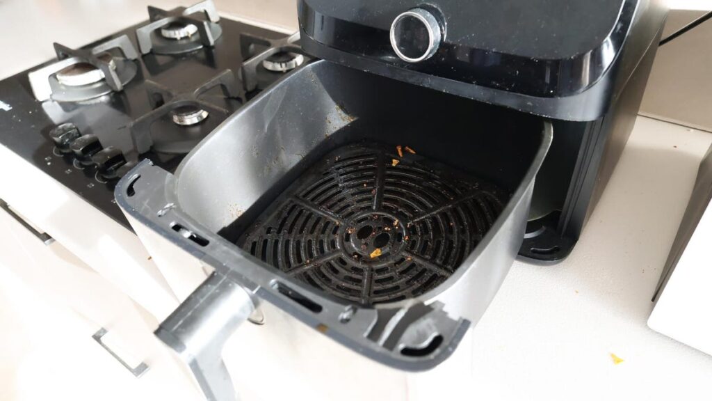 air fryer with basket open