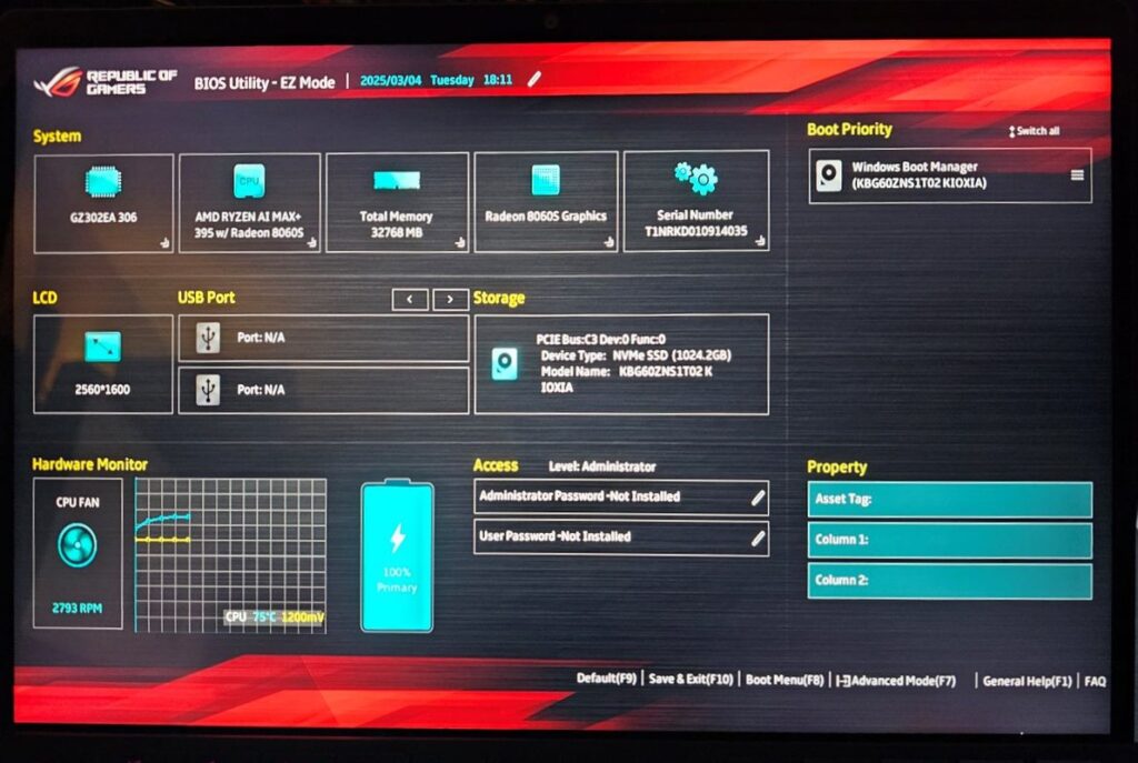 Asus ROG GZ302E AMD Ryzen Max AI  BIOS