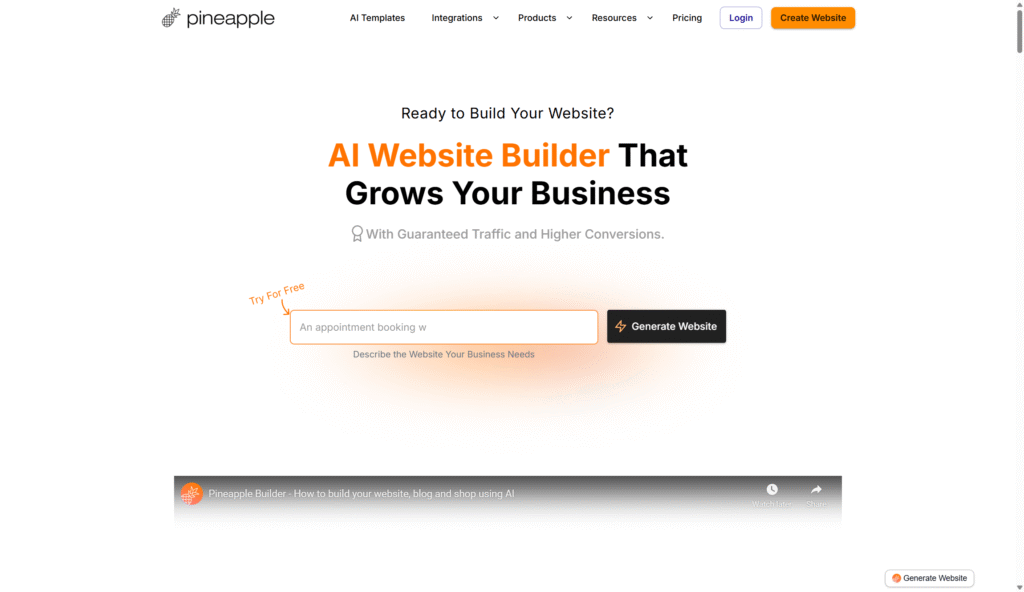 Pineapple Builder website builder review
