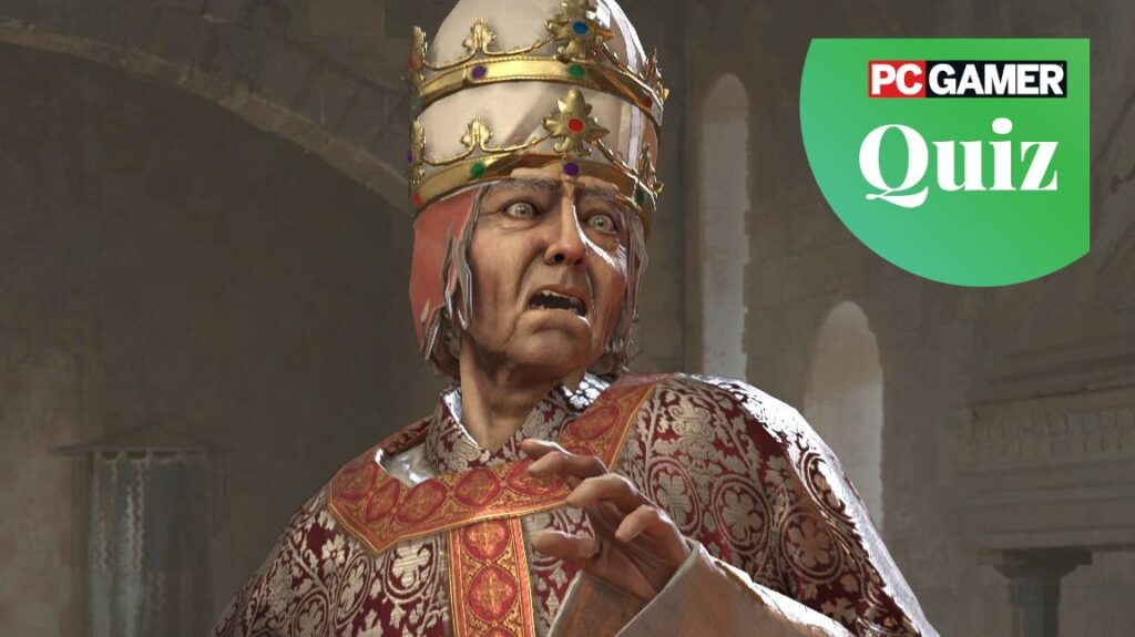 Quiz time! Are these real thread titles from the Crusader Kings subreddit? The Pope recoils in horror at the PC Gamer quiz logo!