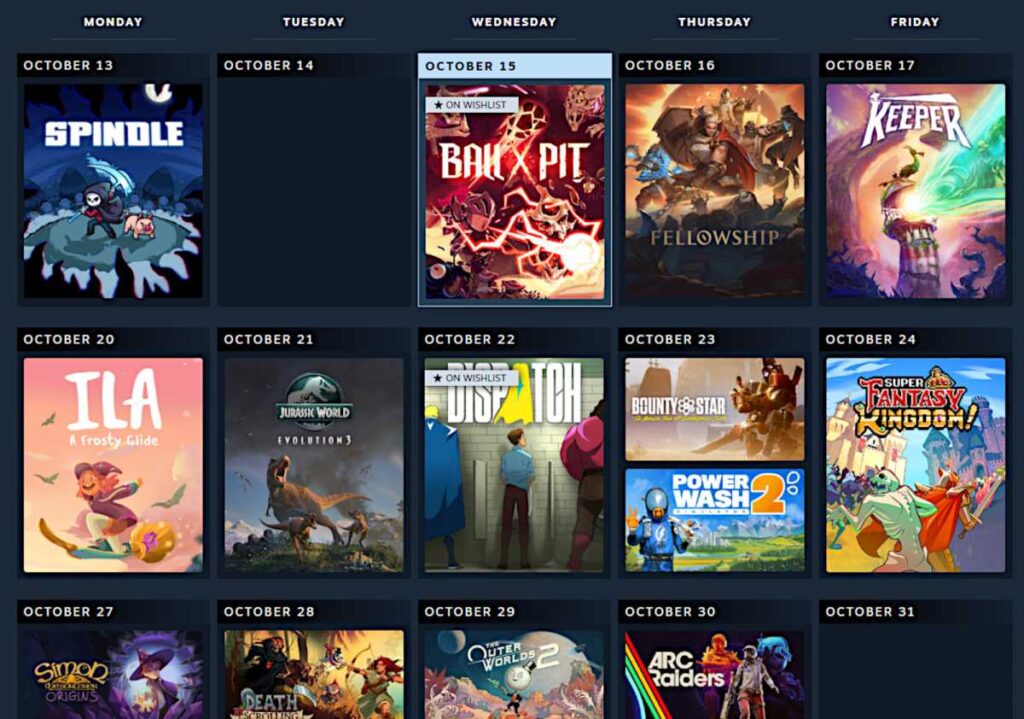 Steam Personal Calendar example screenshot