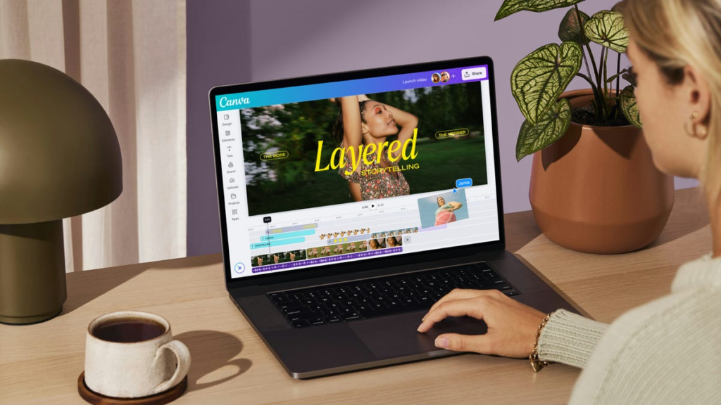 Canva video editor on a laptop