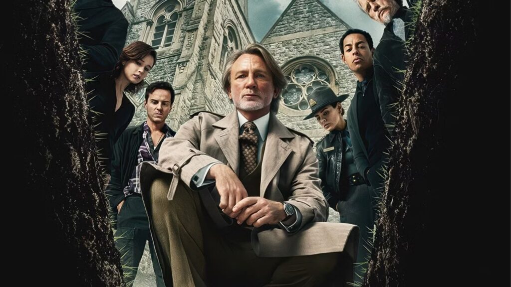 Wake Up Dead Man is the best Knives Out mystery yet, and that’s not just because of Benoit Blanc The cast of Wake Up Dead Man look into a grave